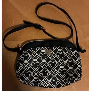 Disney Mickey Mouse Black And White Patterned Cross Body Purse, Adjustable,